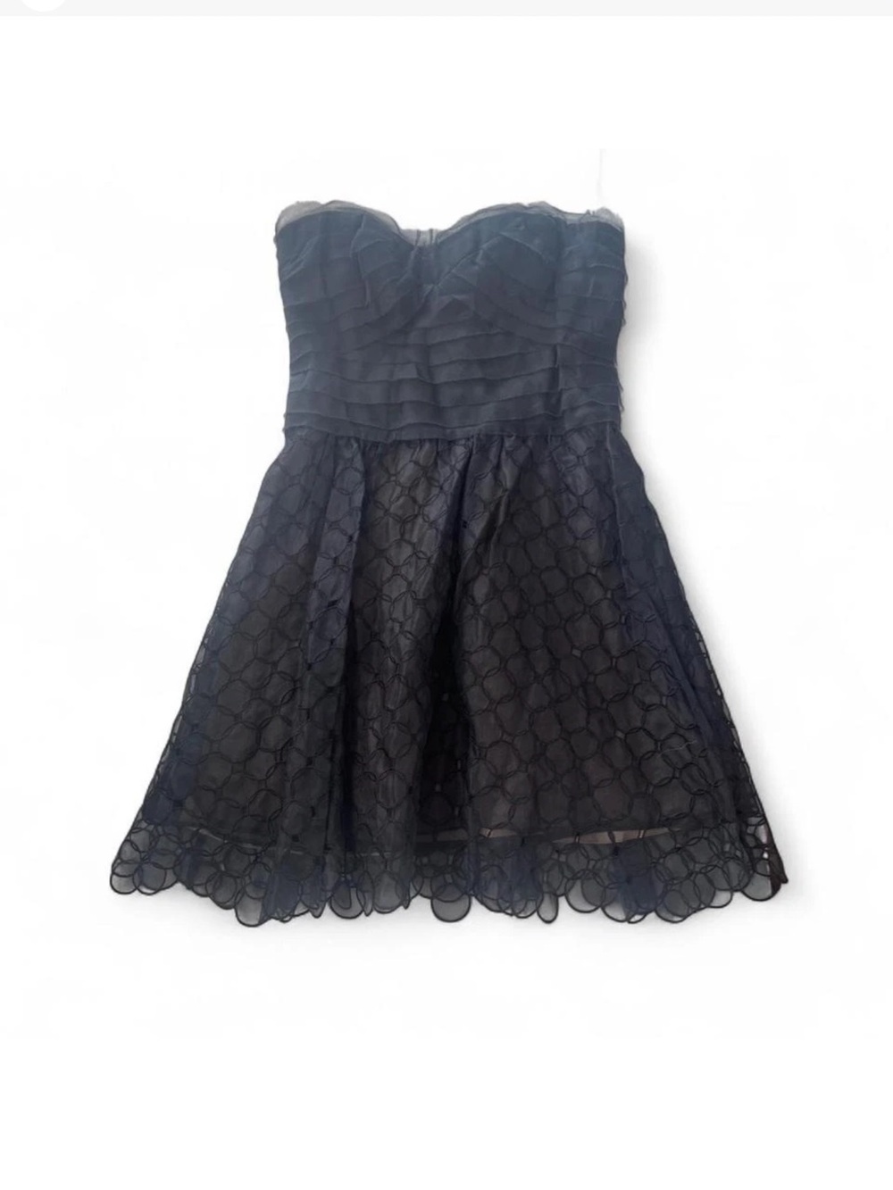 BCBGMAXAZRIA Black Silk Tulle Cocktail Dress Size 0